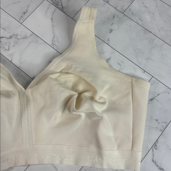 NWOT Cacique Lane Bryant Womens Full Coverage Bra Ivory Unlined NO WIRE 40DDD - Picture 3 of 10